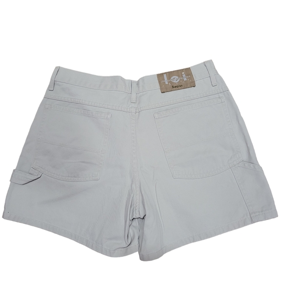 Vintage Lei Surplus Cream Button Fly Denim Cargo Shorts - Picture 2 of 8
